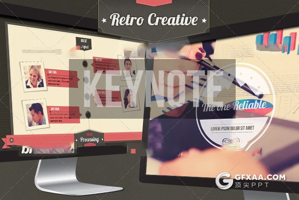 48页复古商业创意机构主题演讲keynote模板 - 顶尖PPT