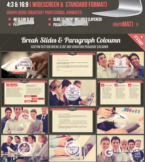 48页复古商业创意机构主题演讲keynote模板 - 顶尖PPT