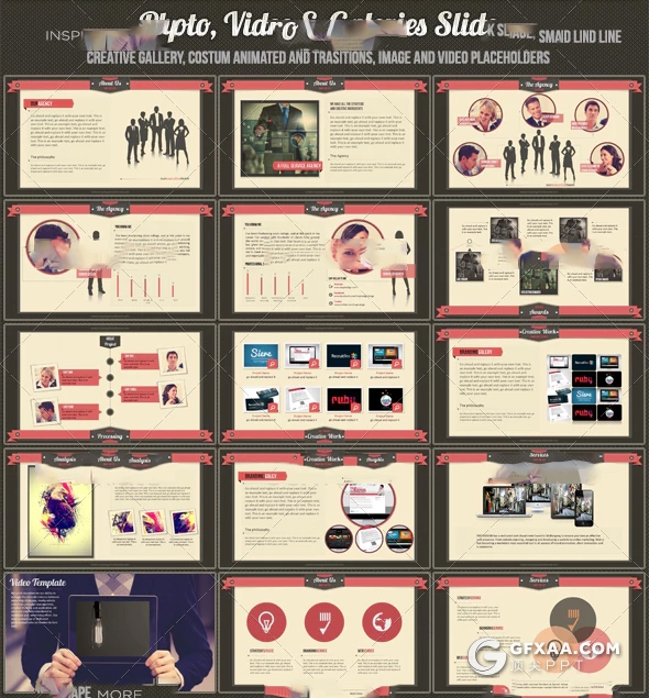 48页复古商业创意机构主题演讲keynote模板 - 顶尖PPT