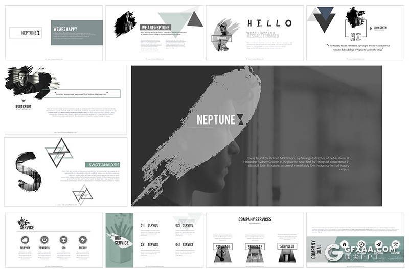 60页创意图形设计商务通用PPT模板 - 顶尖PPT