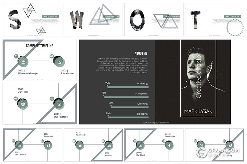 60页创意图形设计商务通用PPT模板 - 顶尖PPT