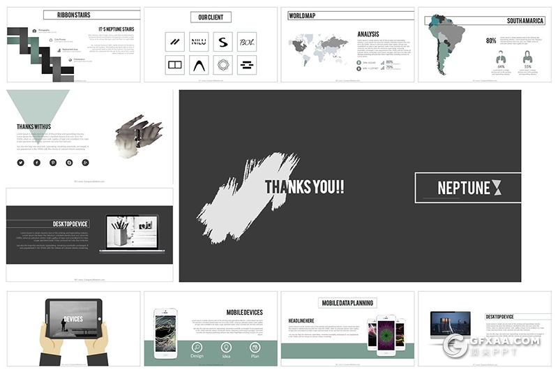 60页创意图形设计商务通用PPT模板 - 顶尖PPT