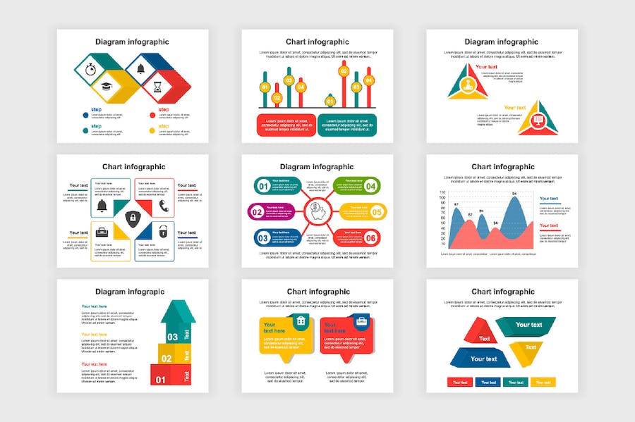 创意彩色信息图形分类要点展示图形PPT模板 - 顶尖PPT