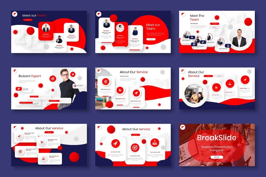 创意红色圆点企业团队介绍工作计划总结PPT模板 - 顶尖PPT