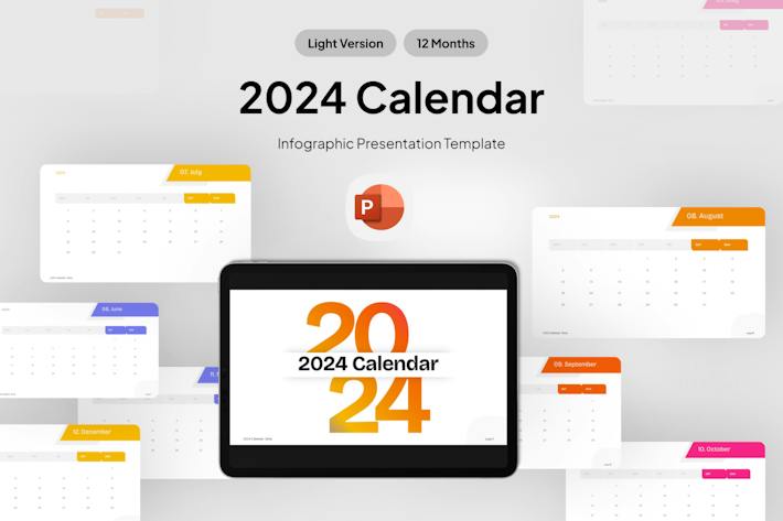 2024年极简风格日历展示PPT模板 - 顶尖PPT