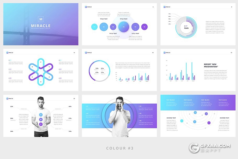 50页精美渐变色团队会议商务通用PPT模板 3种主题配色 - 顶尖PPT