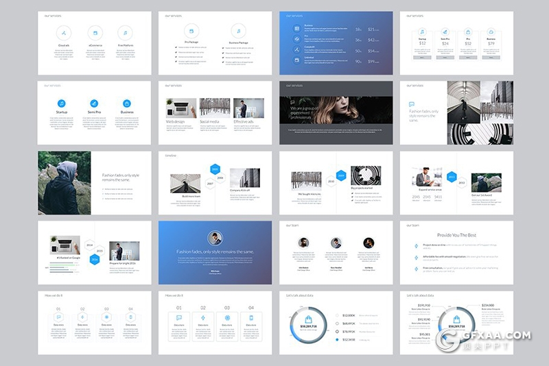 90扁平化商务风格工作总结汇报数据分析keynote模板 4种配色方案 - 顶尖PPT