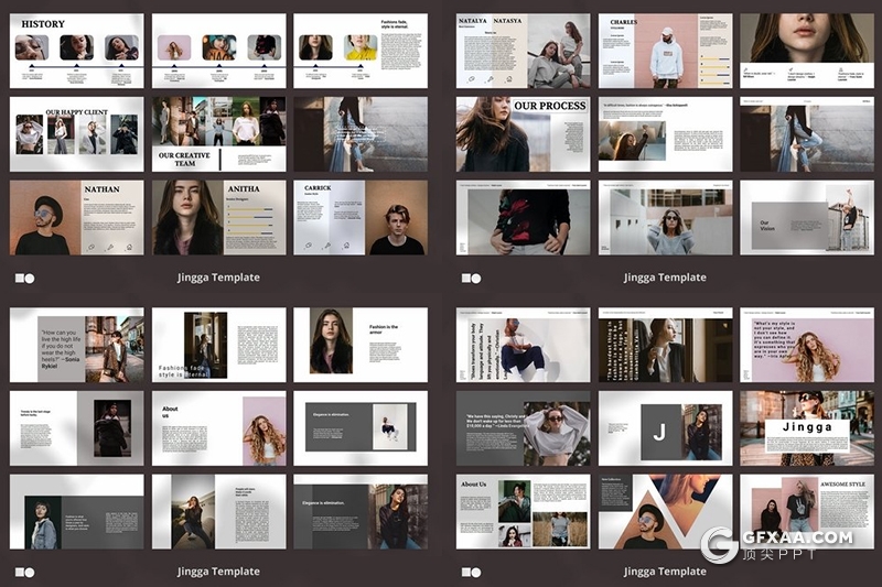 50页摄影模特服装展示ppt模板 - 顶尖PPT