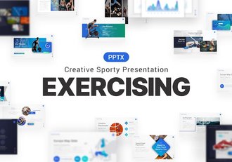 锻炼瑜伽运动健身房运动健身主题PPT模板 - 顶尖PPT