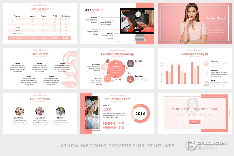 30页3种配色婚礼策划婚庆公司介绍PPT模板 - 顶尖PPT