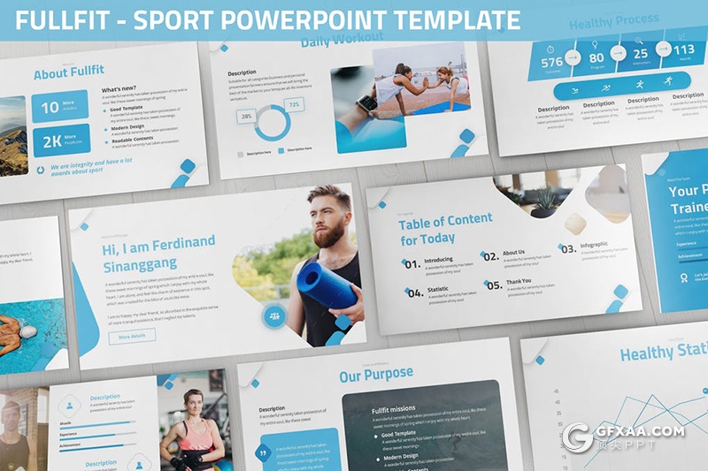 30页3种配色体育锻炼介绍PPT模板 - 顶尖PPT