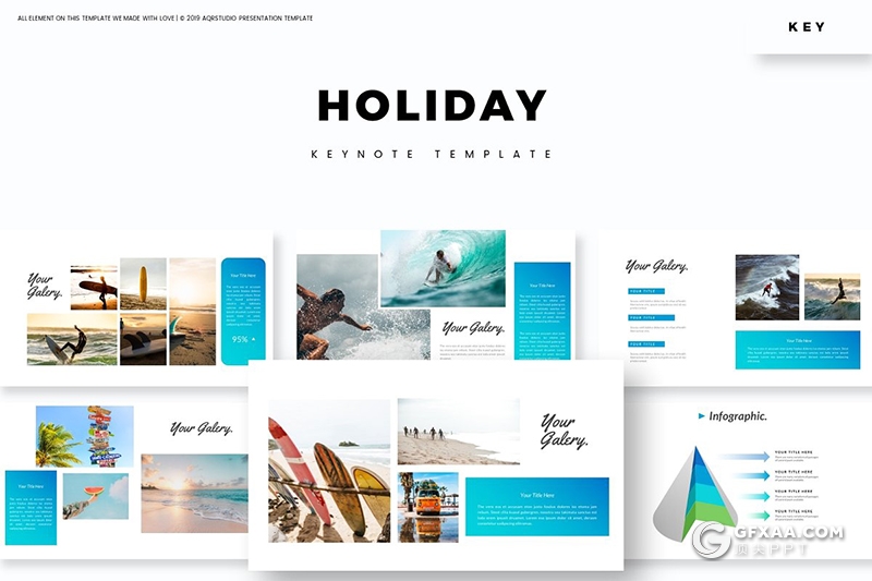 30页5种配色假期旅游度假介绍分析keynote模板 - 顶尖PPT