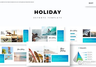 30页5种配色假期旅游度假介绍分析keynote模板 - 顶尖PPT