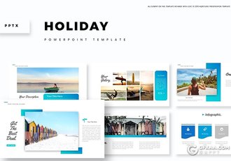 30页5种配色假期旅游度假介绍分析ppt模板 - 顶尖PPT