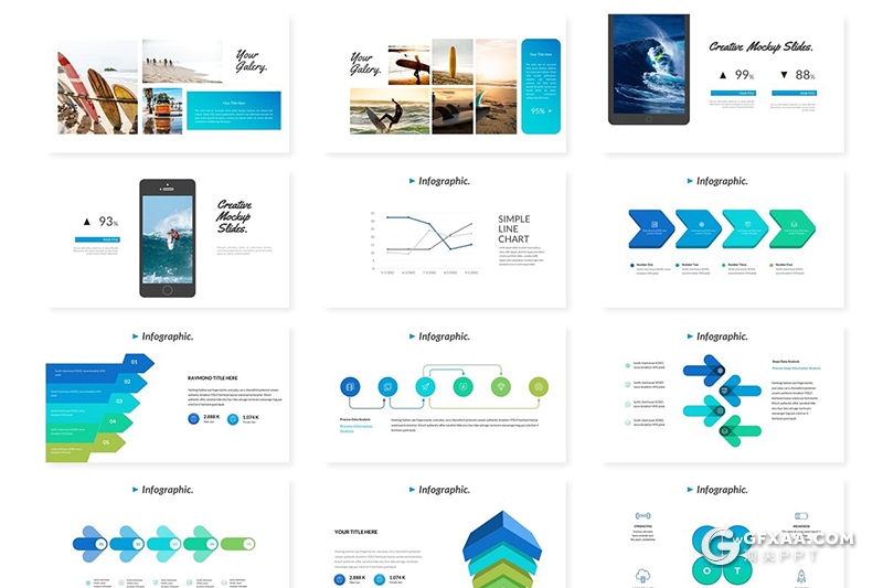 30页5种配色假期旅游度假介绍分析Google slides模板 - 顶尖PPT