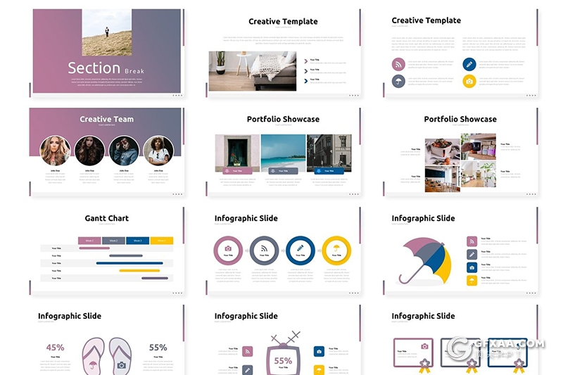30页5种配色国外极简风格多用途keynote模板 - 顶尖PPT