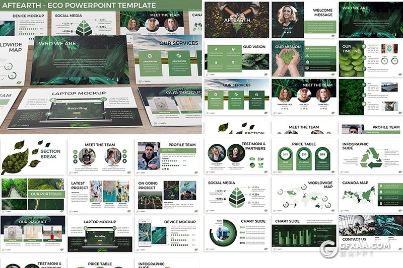 30页3种配色生态绿化节能环保PPT模板 - 顶尖PPT