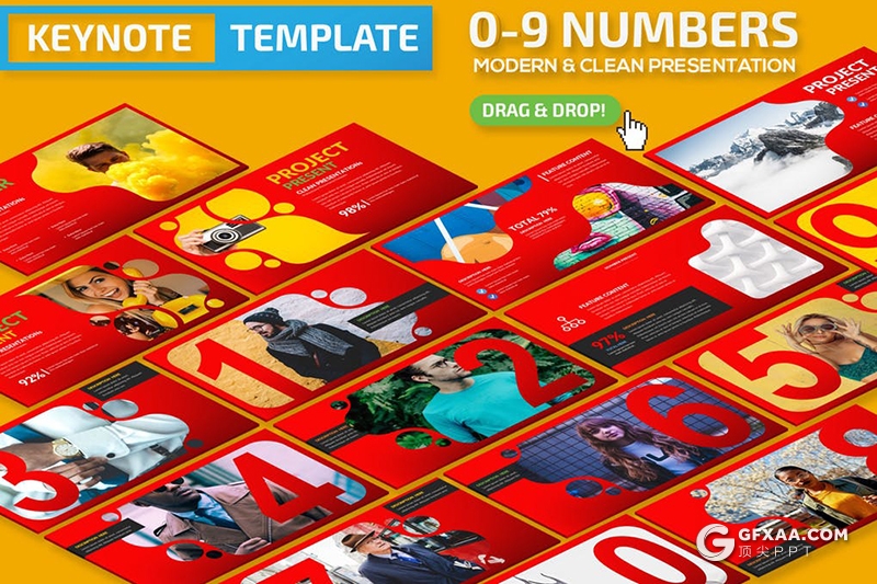 31页创意数字设计大红色keynote模板 - 顶尖PPT