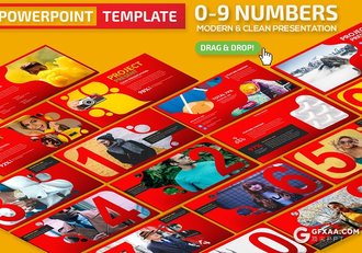 31页创意数字设计大红色ppt模板 - 顶尖PPT