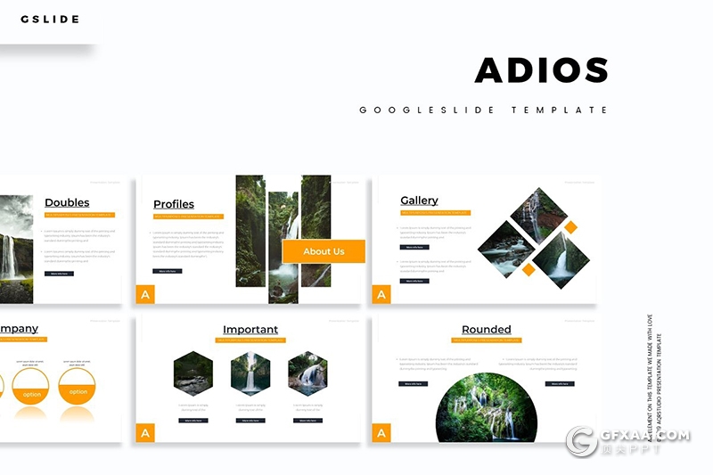 30页5种配色简约风格风景展示介绍Google slides模板 - 顶尖PPT