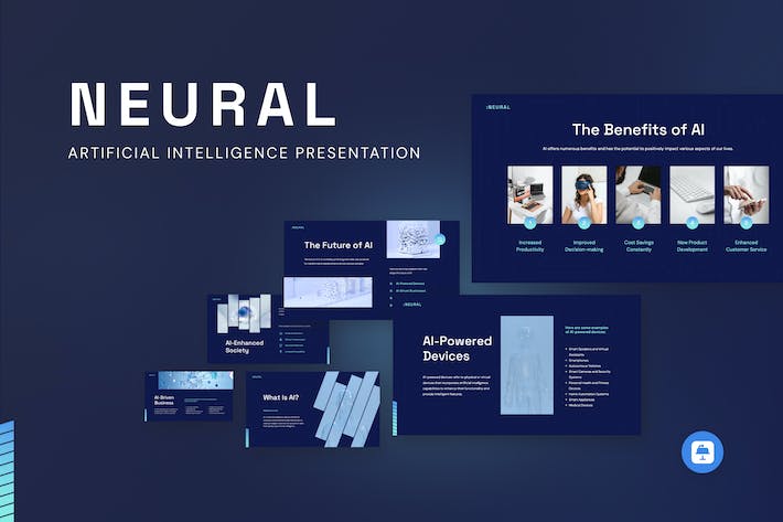 神经人工智能技术讲述知识传播方案Keynote模板 - 顶尖PPT