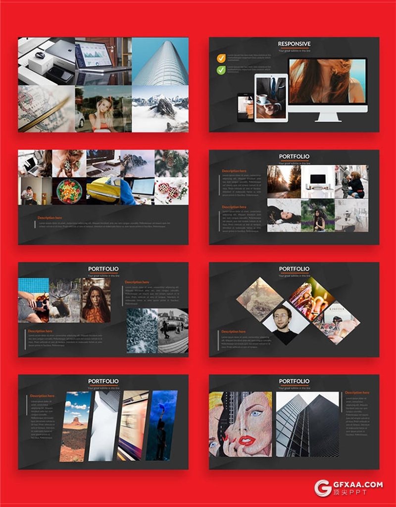 62页黑色底创意图形设计商务多用途ppt模板 - 顶尖PPT