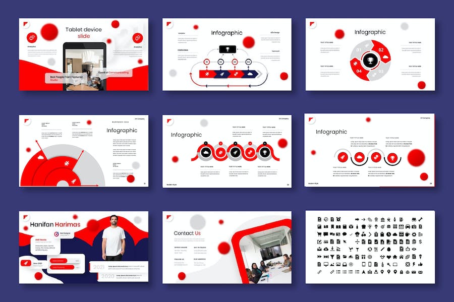 创意红色圆点企业团队介绍工作计划总结PPT模板 - 顶尖PPT