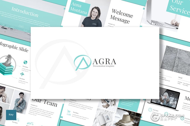 30页5种配色企业团队介绍扁平化keynote模板 - 顶尖PPT