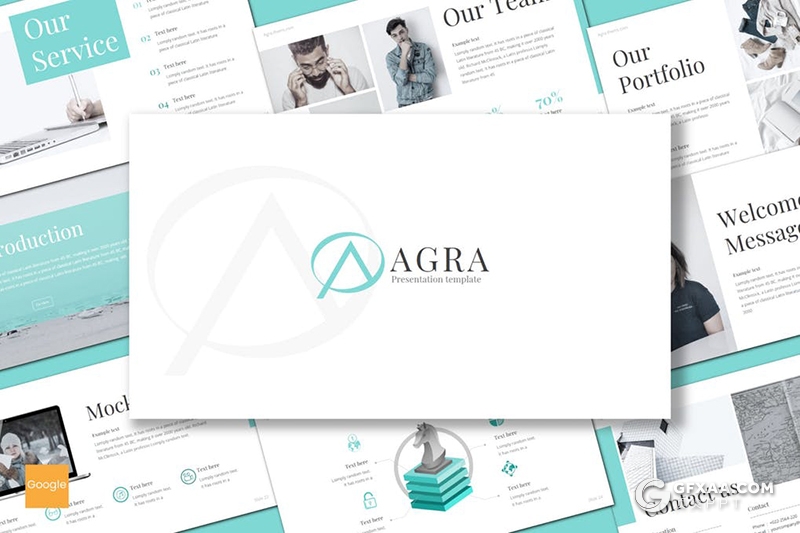 30页5种配色企业团队介绍扁平化Google slides模板 - 顶尖PPT