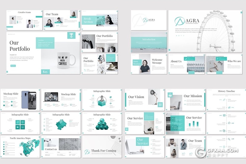 30页5种配色企业团队介绍扁平化ppt模板 - 顶尖PPT