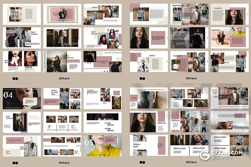 50页欧美简约时尚范Google slides模板 - 顶尖PPT