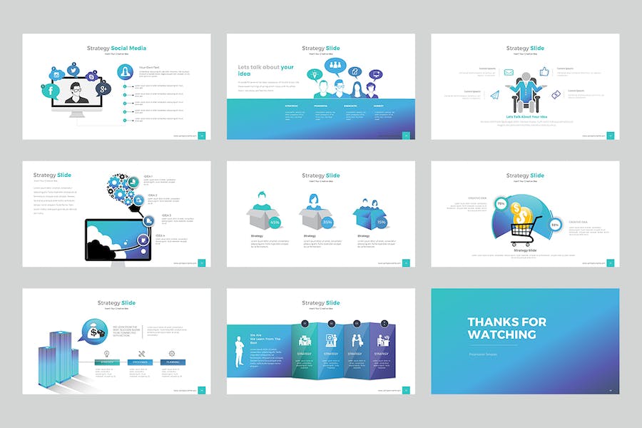 商务合作战略信息图表keynote模板 - 顶尖PPT