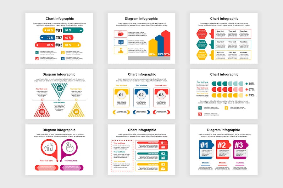 创意彩色信息图形分类要点展示图形PPT模板 - 顶尖PPT