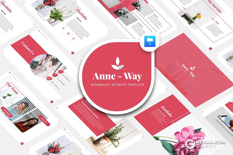 33页粉红色简约文艺风格keynote模板 - 顶尖PPT