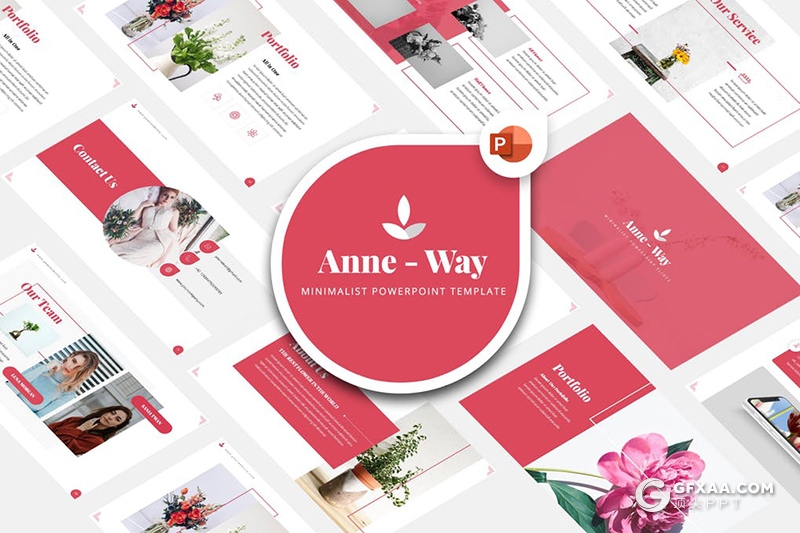 33页粉红色简约文艺风格ppt模板 - 顶尖PPT