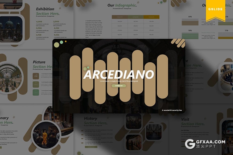 30页5种配色创意圆形商务多用途Google slides模板 - 顶尖PPT