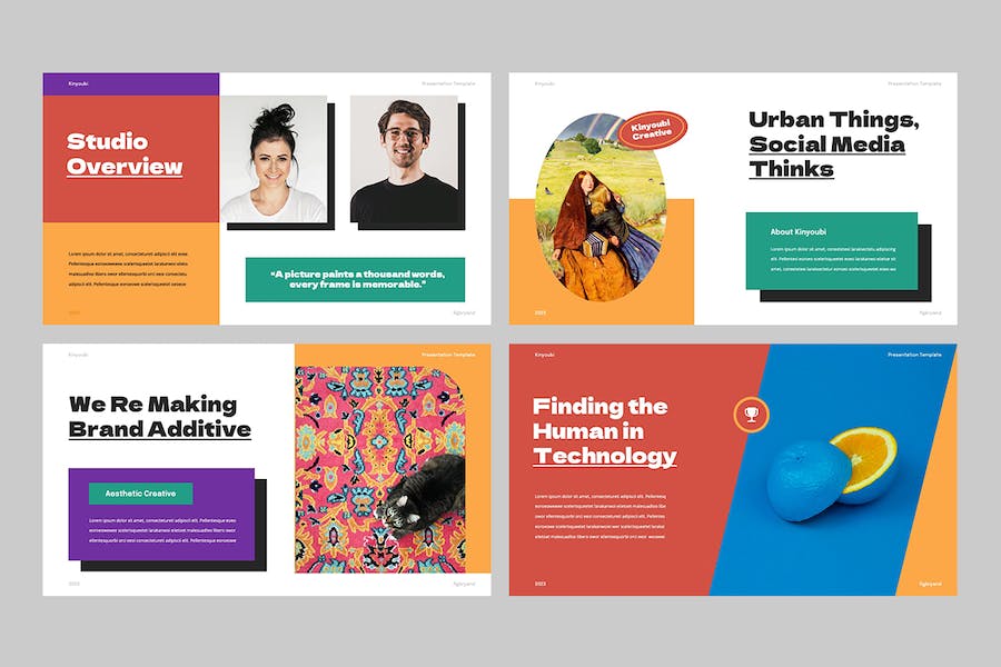 多彩创意贴纸装饰幻灯片设计Keynote模板 - 顶尖PPT