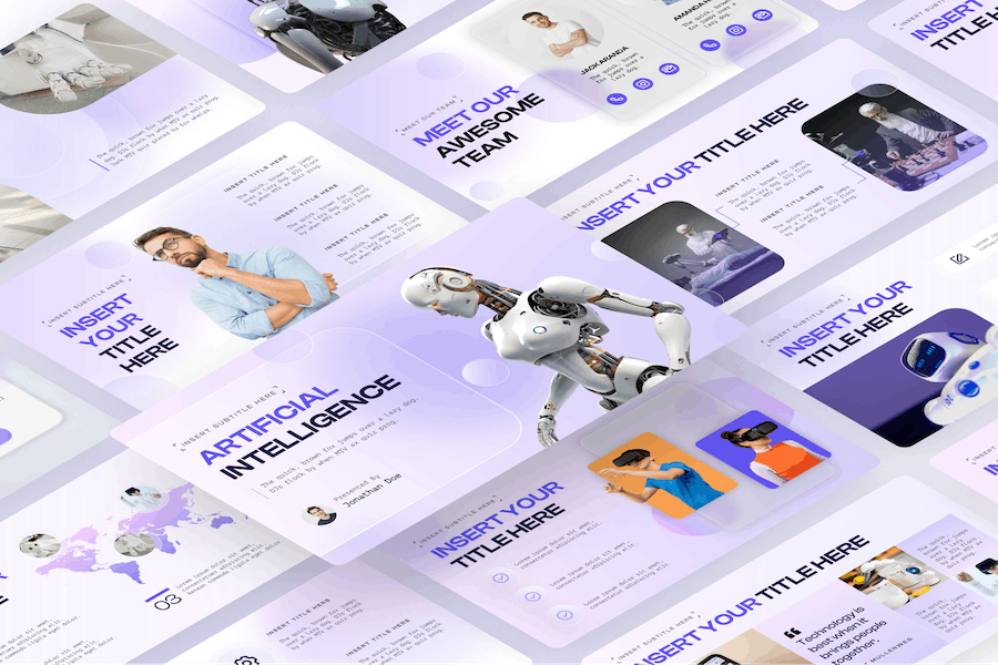 AI人工智能机器人科技PPT模板 - 顶尖PPT