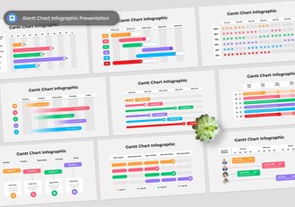 彩色项目时间管理甘特图keynote模板 - 顶尖PPT