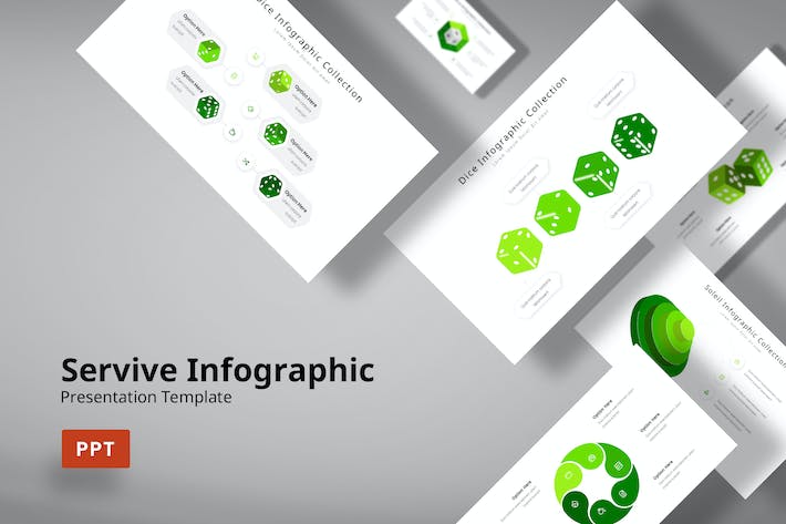 绿色圆圈信息图表PPT模板 - 顶尖PPT