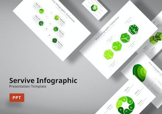 绿色圆圈信息图表PPT模板 - 顶尖PPT