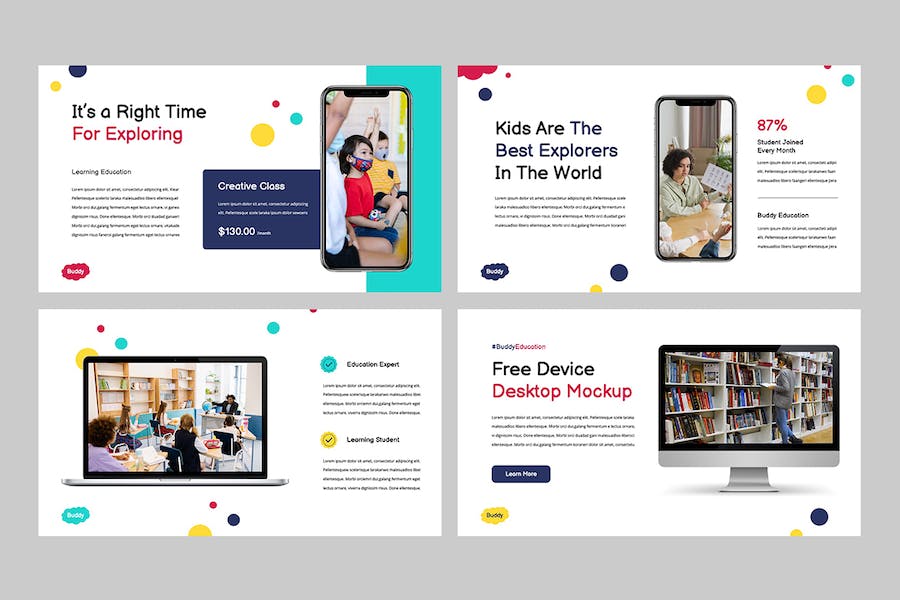 儿童教育在线课程学习展示Keynote模板 - 顶尖PPT