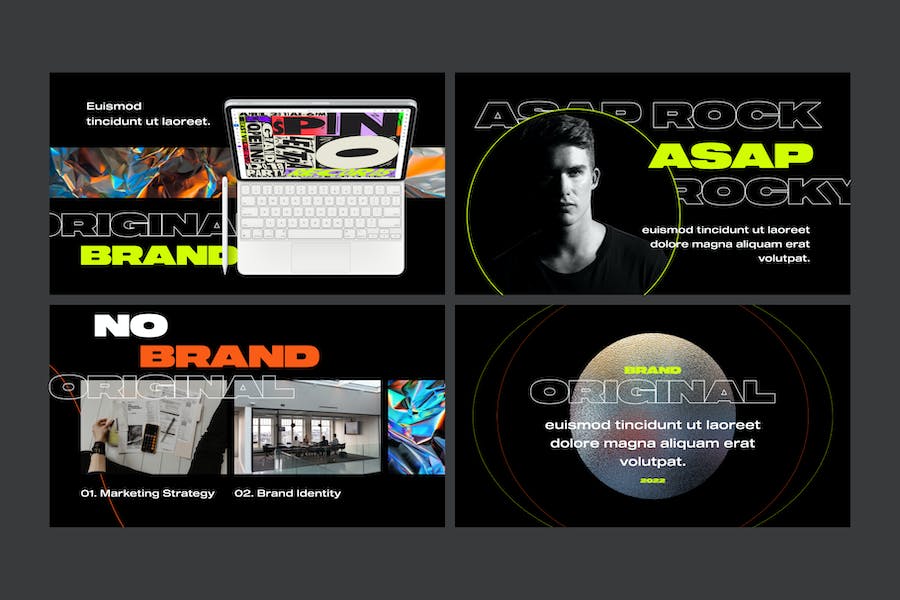 品牌创意大字报风格keynote模板 - 顶尖PPT