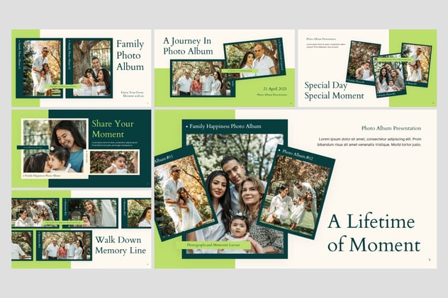 电子相册亲子全家福照片展示PPT模板 - 顶尖PPT