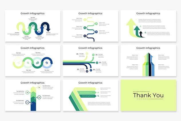 业务增长箭头流程图信息图表PPT模板 - 顶尖PPT
