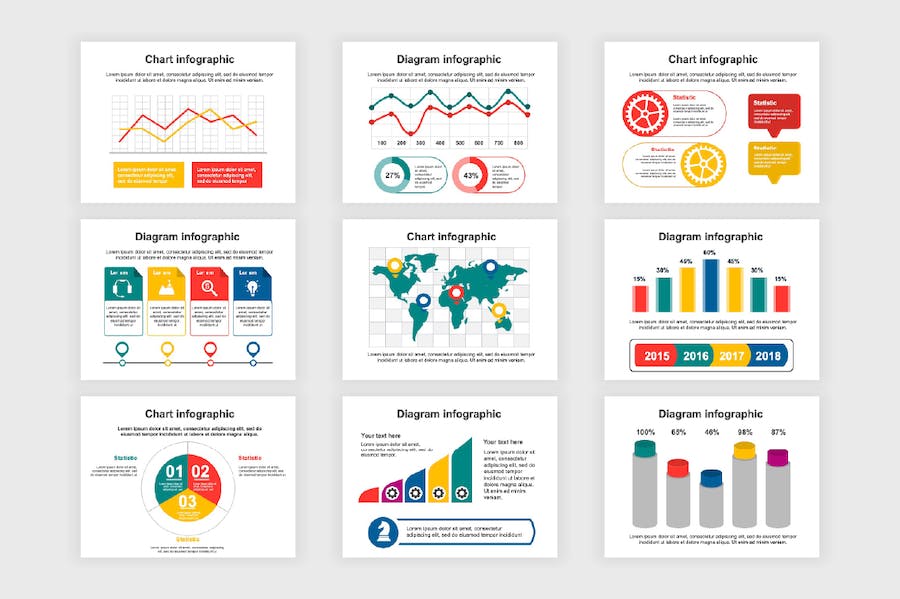 创意彩色信息图形分类要点展示图形PPT模板 - 顶尖PPT