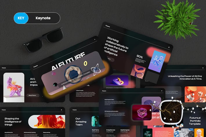 未来人工智能AI生成对话Keynote模板 - 顶尖PPT