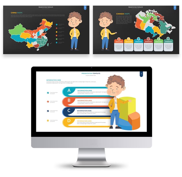 彩色人物插画流程步骤图形PPT动画模板 - 顶尖PPT