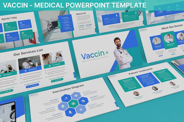 疫苗接种研发医疗医学PPT模板 - 顶尖PPT