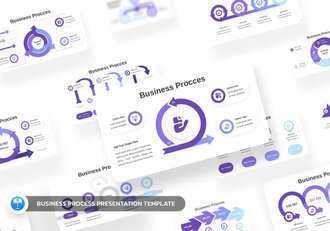 紫色业务流程信息图形keynote模板 - 顶尖PPT